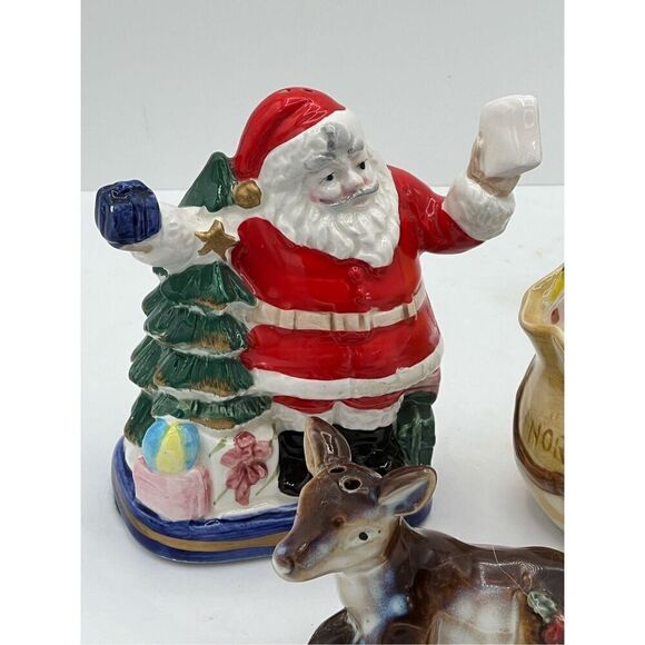 VTG Fitz & Floyd Christmas Santa mail North Pole Express Salt pepper shakers & B - Picture 2 of 12
